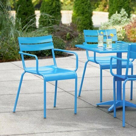 LANCASTER TABLE & SEATING Blue Powder Coated Aluminum Outdoor Arm Chair 427CALUARMBL